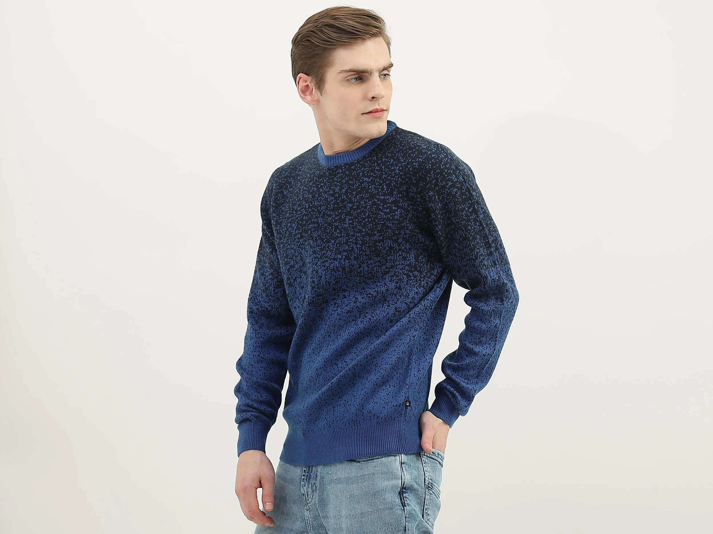 Men Textured Round Neck Sweater