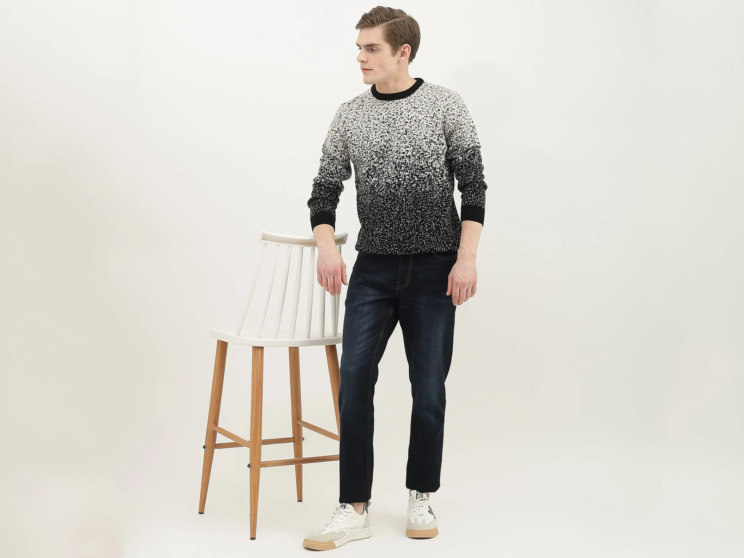 Men Textured Round Neck Sweater