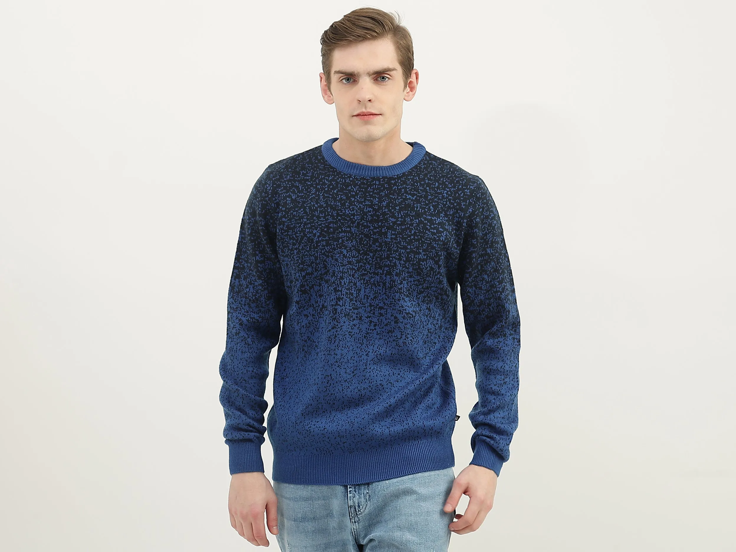 Men Textured Round Neck Sweater