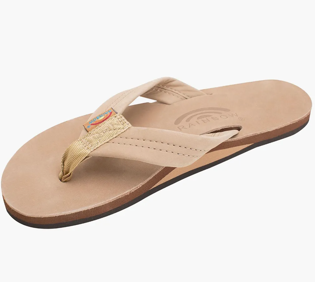 Men's Premier Leather Sierra Brown Single Layer Arch Rainbows