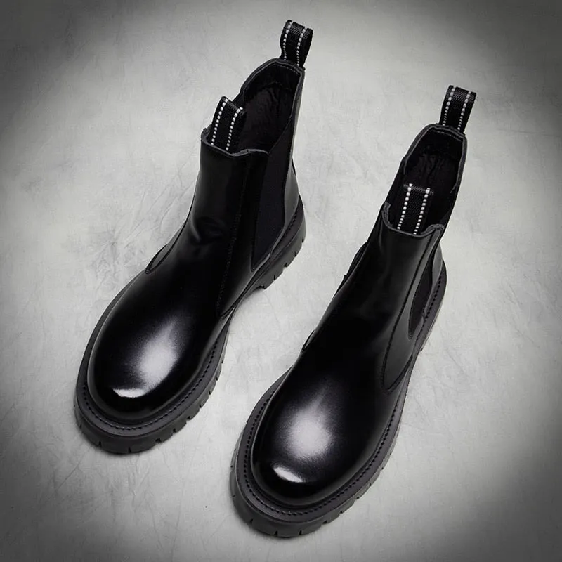 Men's  warm  winter shoes genuine leather platform boot