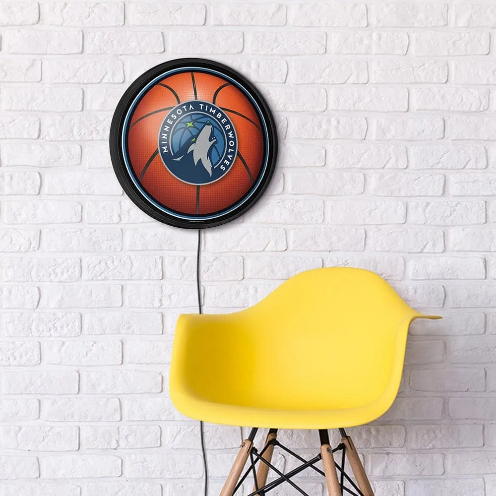 Minnesota Timberwolves: Basketball - Round Slimline Lighted Wall Sign