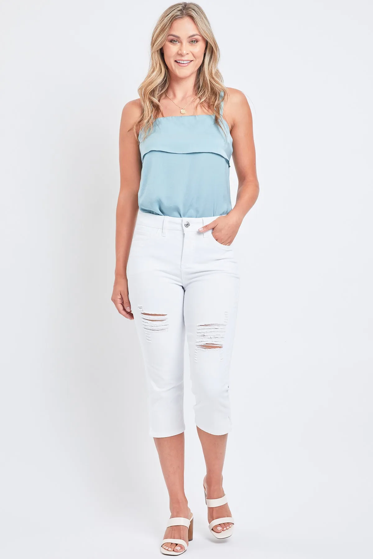 Missy Curvy High Rise Side Slit Hem Capri Pants 12 Pack