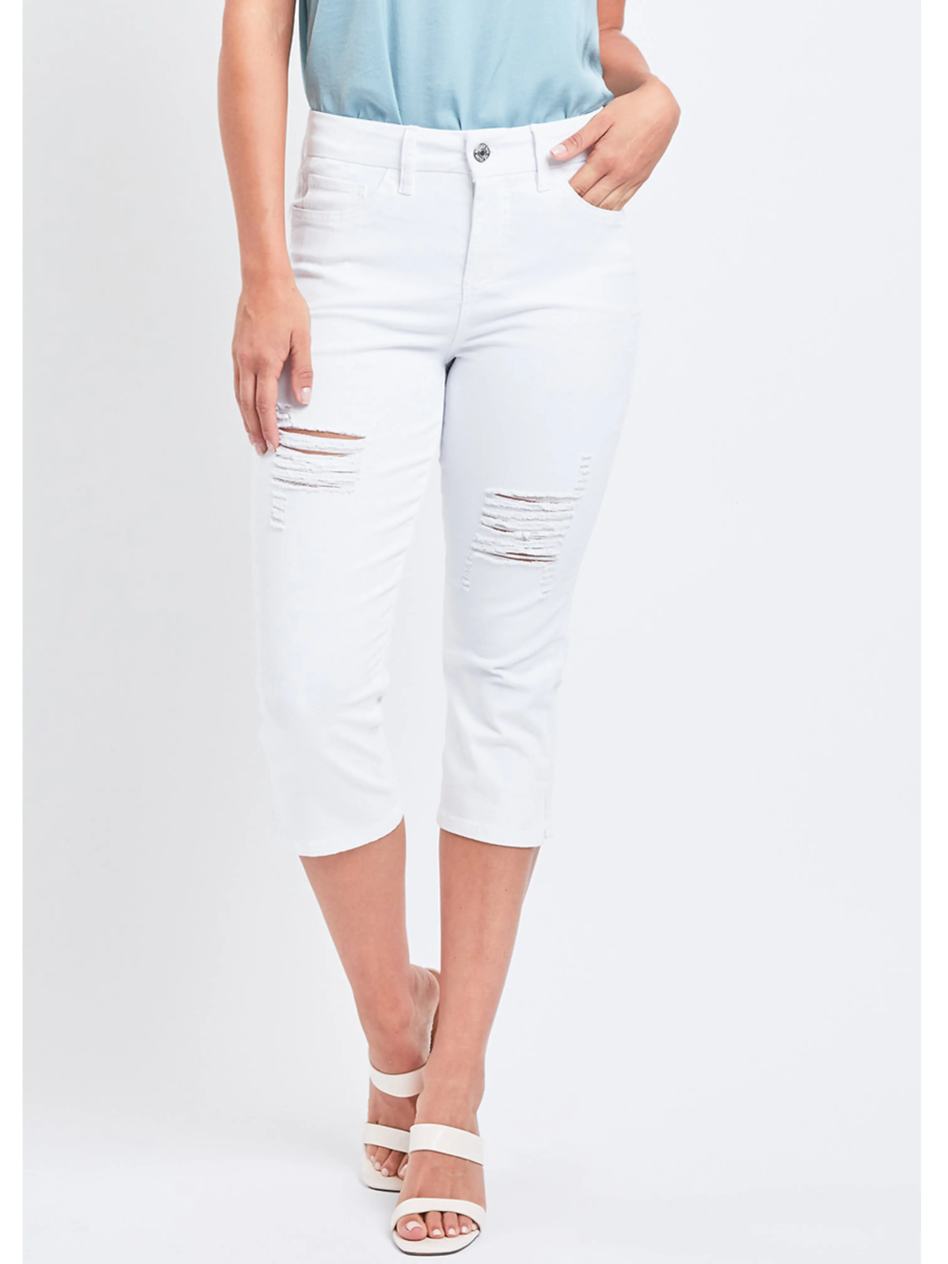 Missy Curvy High Rise Side Slit Hem Capri Pants 12 Pack