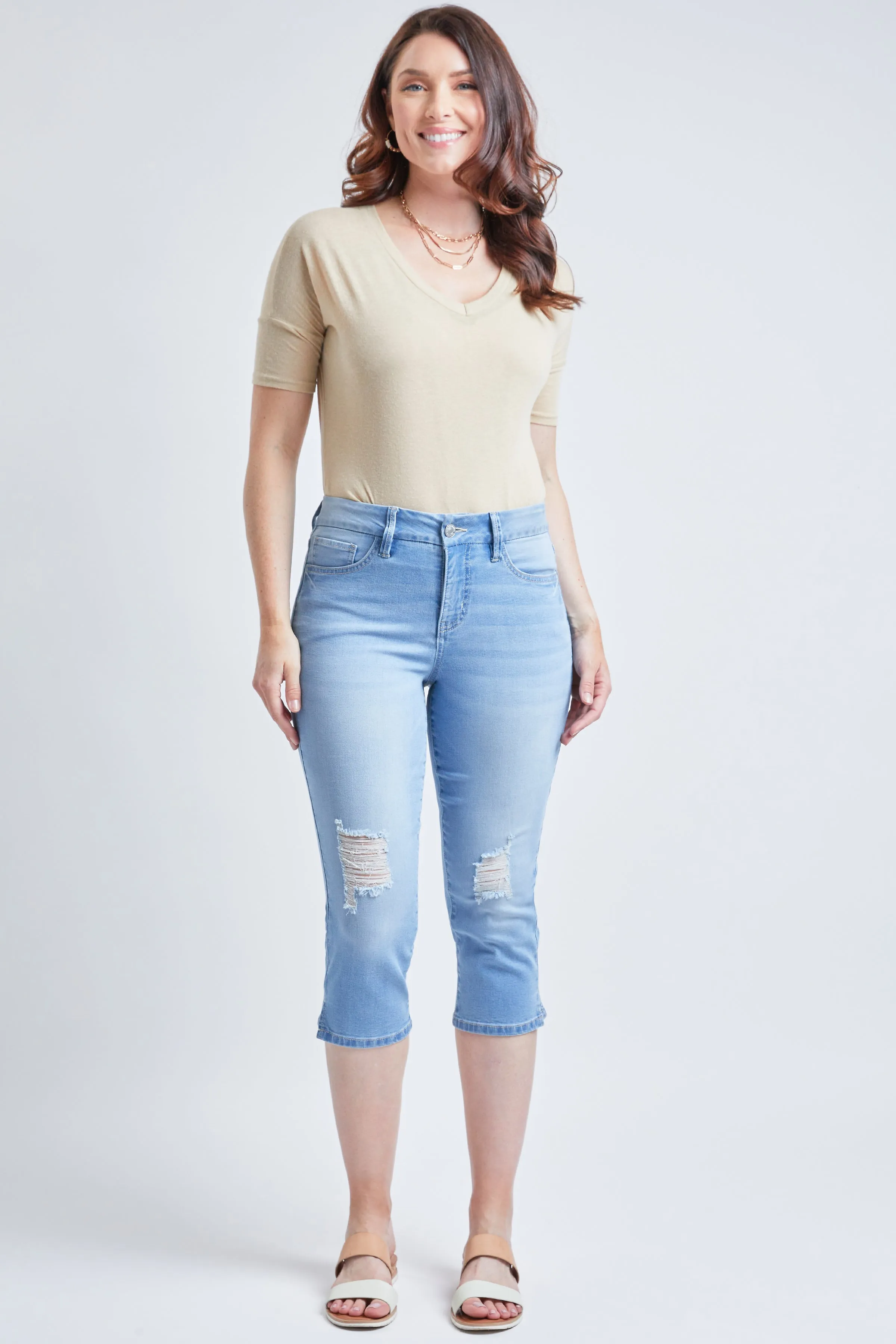 Missy Curvy High Rise Side Slit Hem Capri Pants 12 Pack