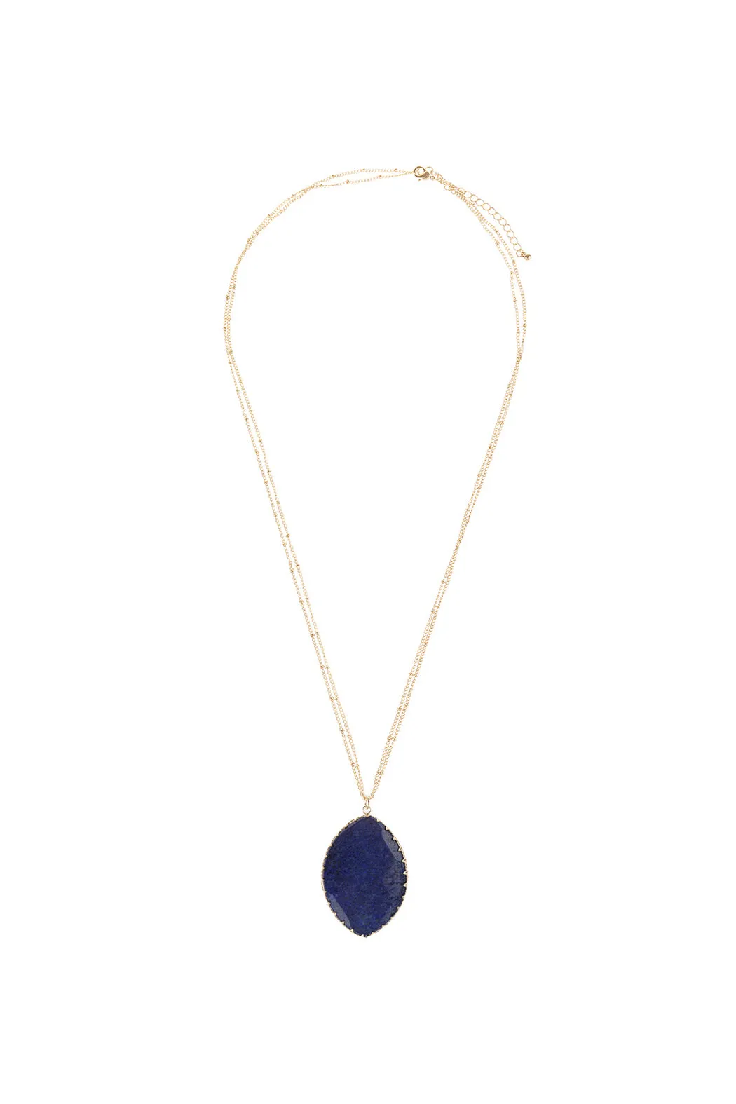NATURAL STONE WRAP OVAL PENDANT CHAIN NECKLACE