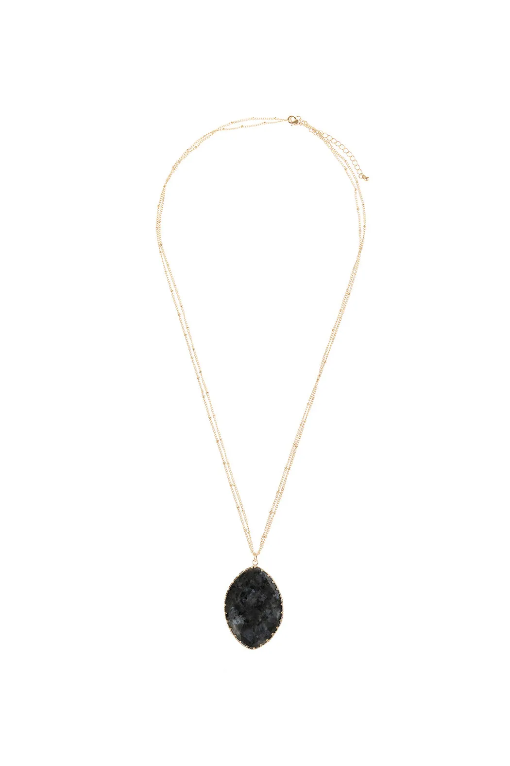 NATURAL STONE WRAP OVAL PENDANT CHAIN NECKLACE