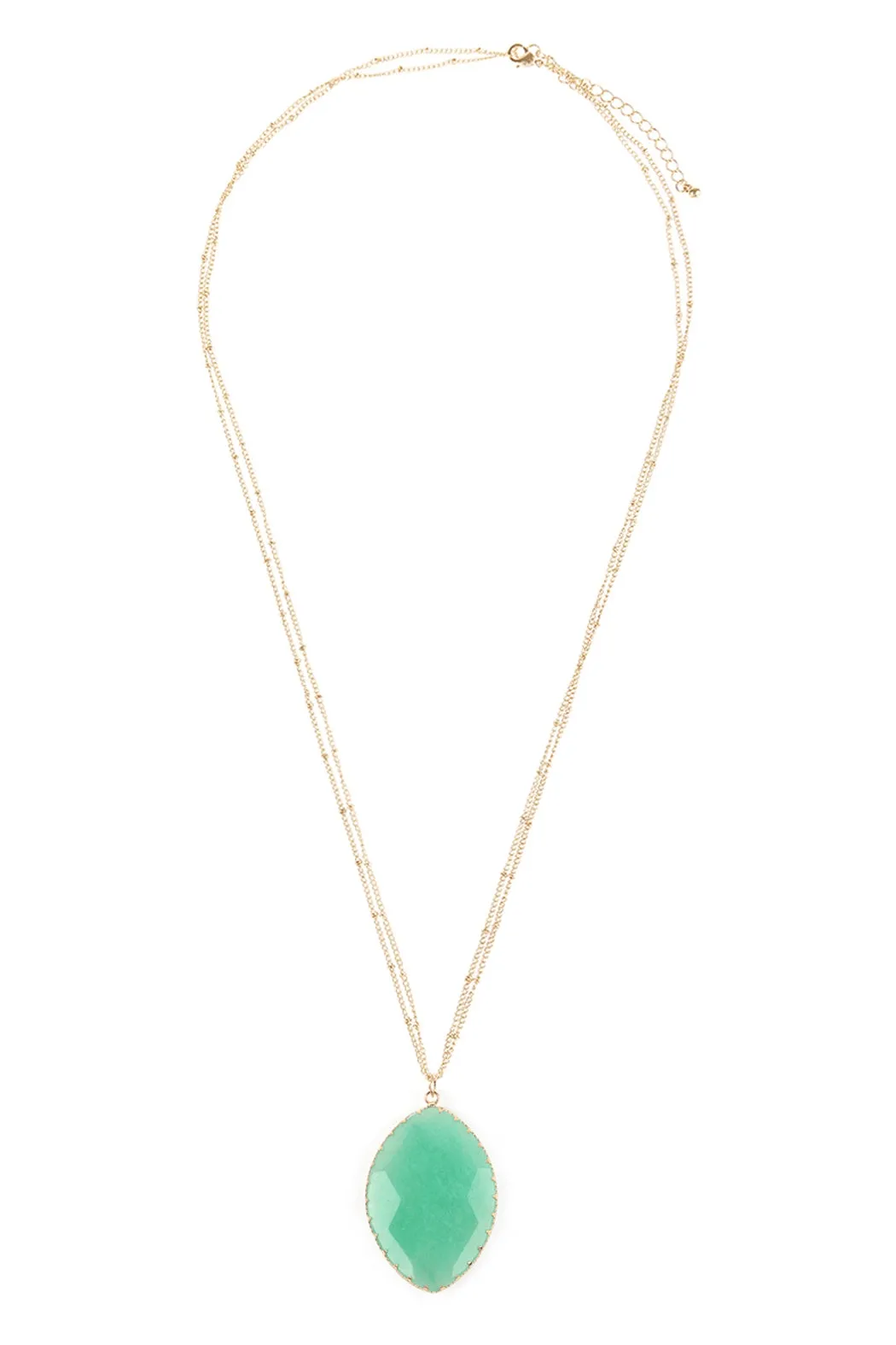 NATURAL STONE WRAP OVAL PENDANT CHAIN NECKLACE