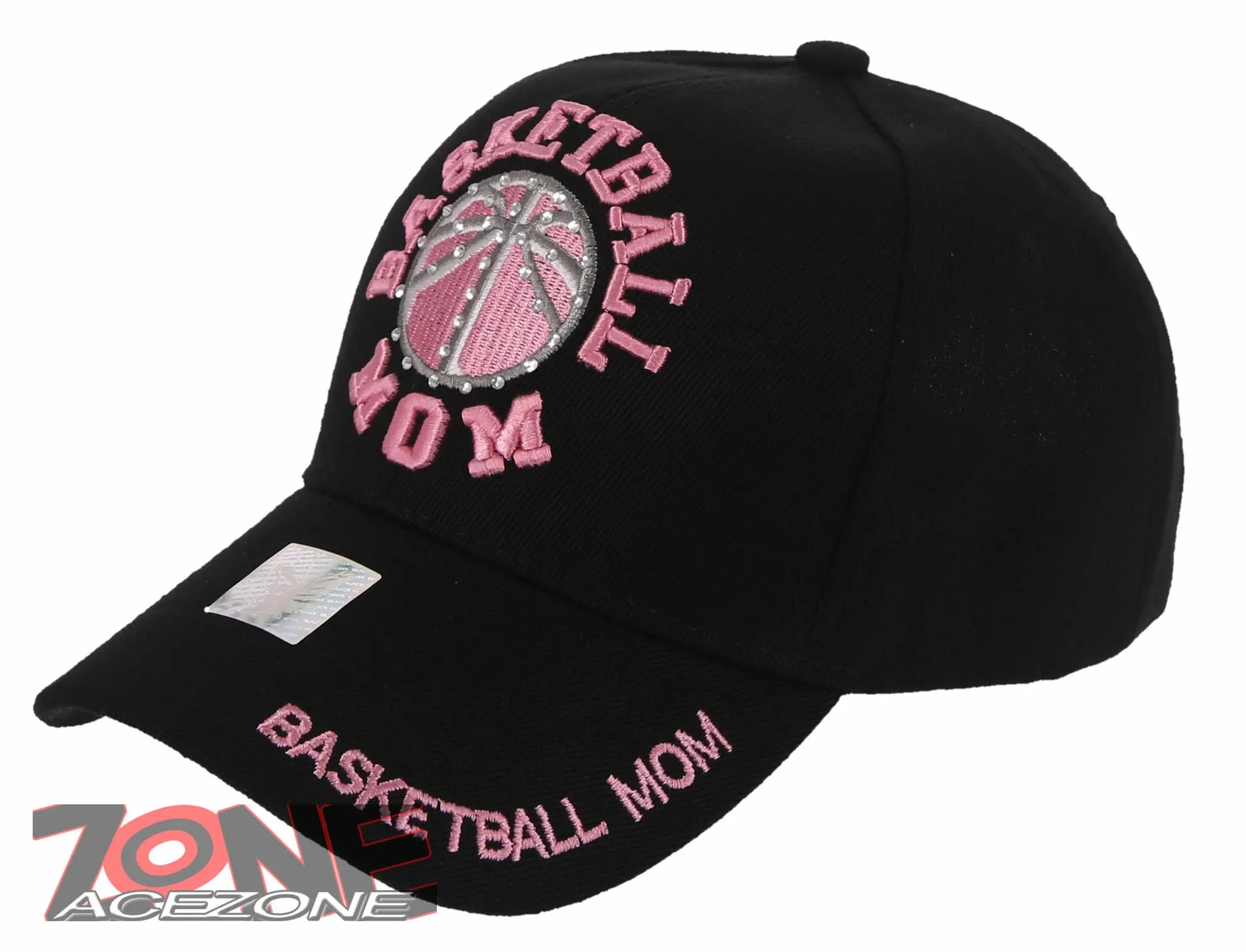 NEW! BASKETBALL MOM SPORT STONE BASEBALL CAP HAT BLACK