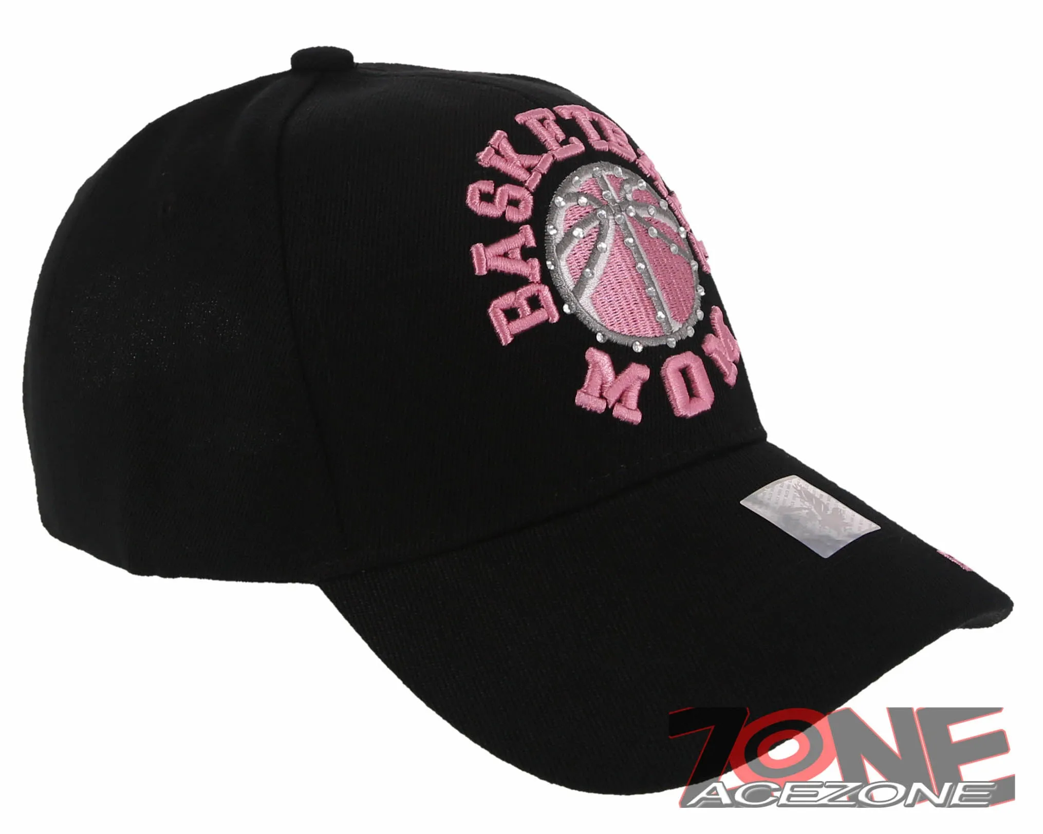NEW! BASKETBALL MOM SPORT STONE BASEBALL CAP HAT BLACK