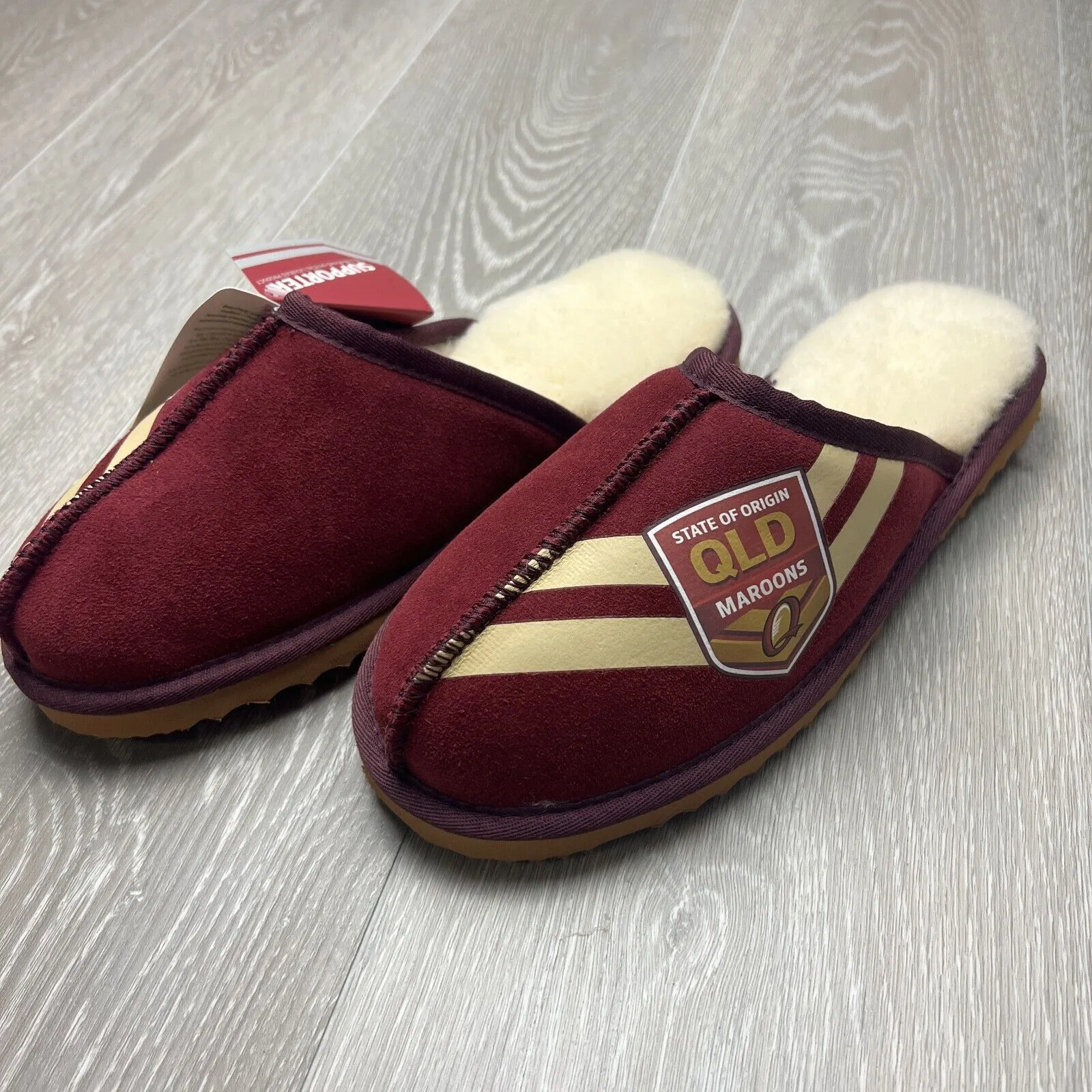 NRL Team Kicks Queensland Maroons Origin Merino Wool Slippers Size US W 7 / M 6