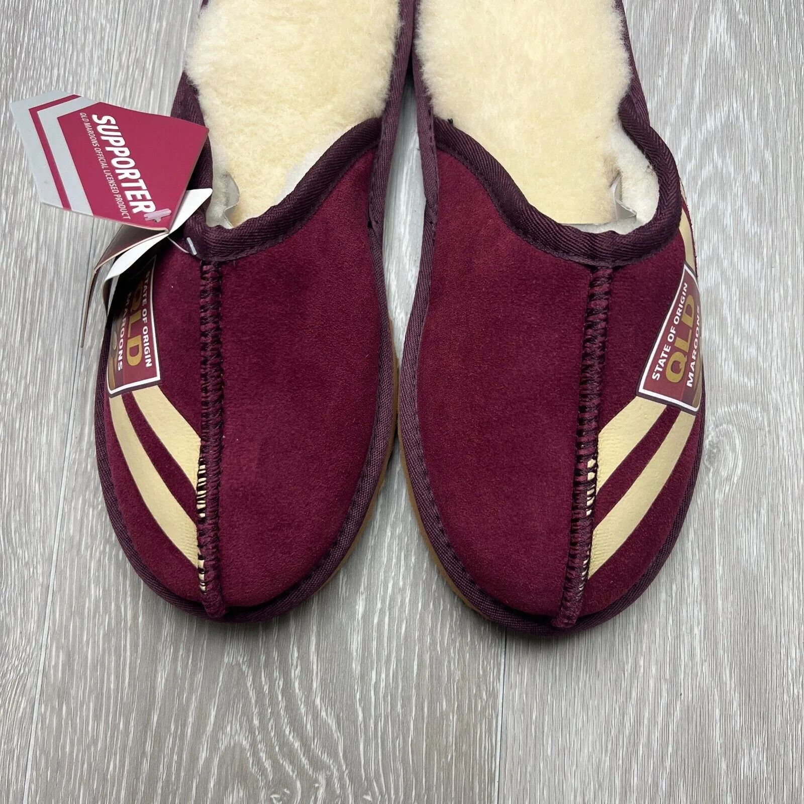 NRL Team Kicks Queensland Maroons Origin Merino Wool Slippers Size US W 7 / M 6