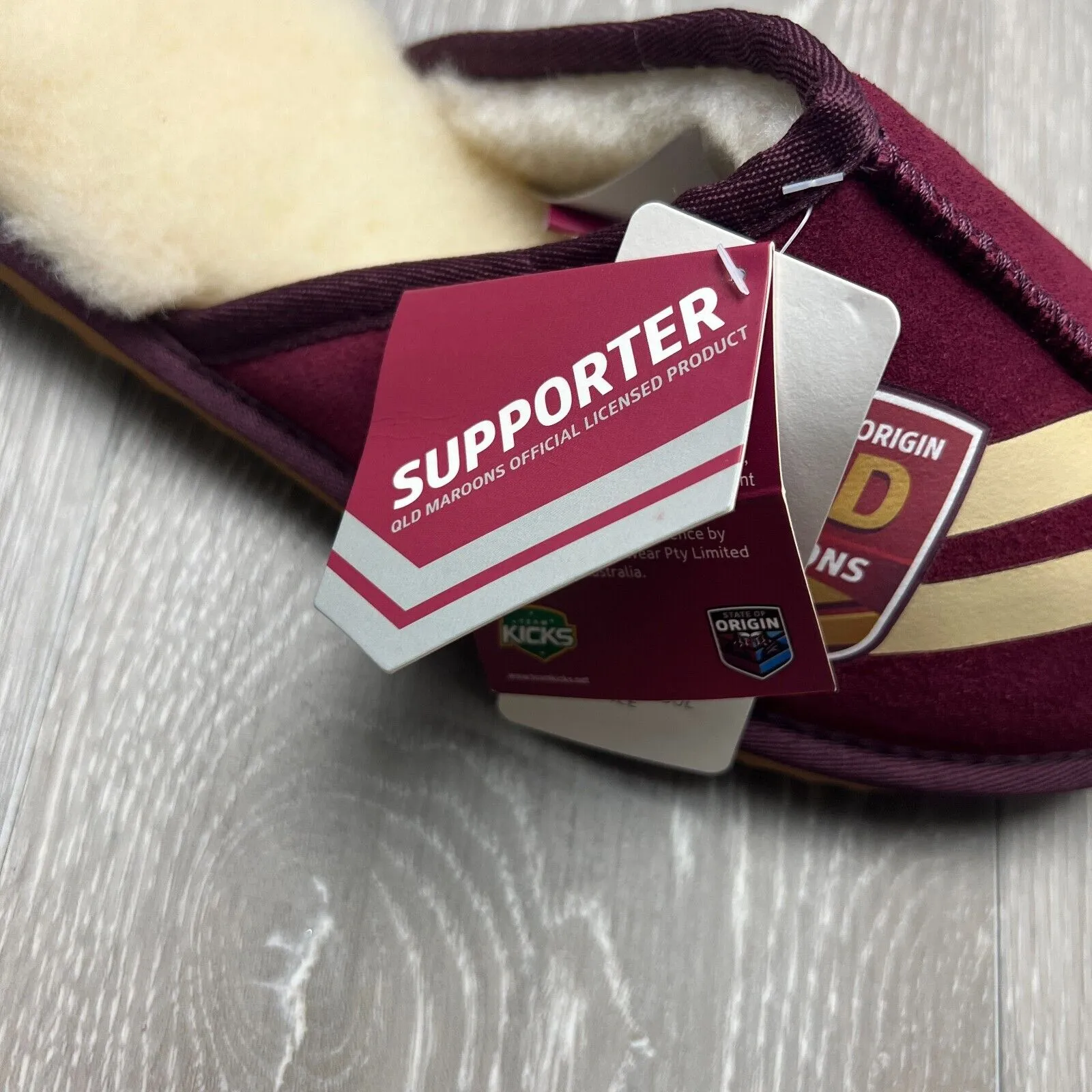 NRL Team Kicks Queensland Maroons Origin Merino Wool Slippers Size US W 7 / M 6