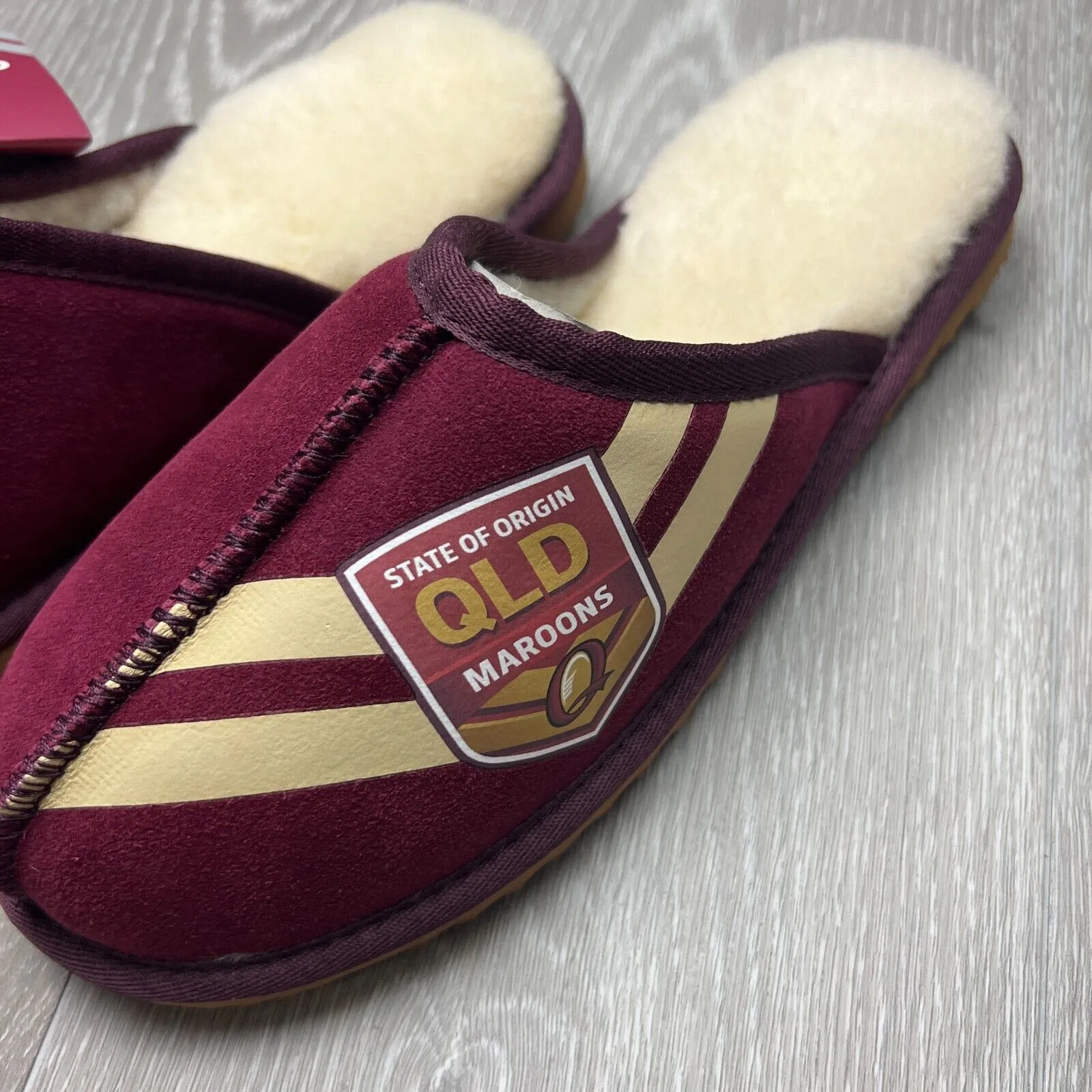 NRL Team Kicks Queensland Maroons Origin Merino Wool Slippers Size US W 7 / M 6