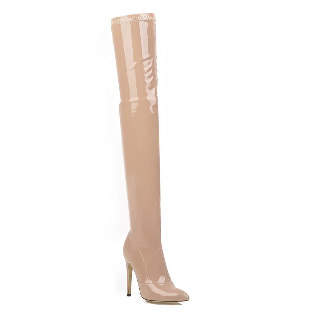 Patent PU Long Slim Stiletto Heeled Boots
