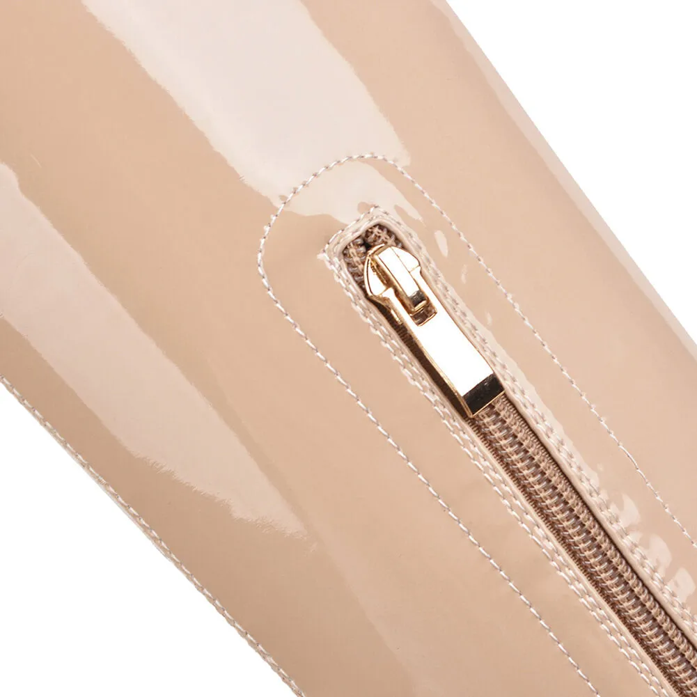 Patent PU Long Slim Stiletto Heeled Boots