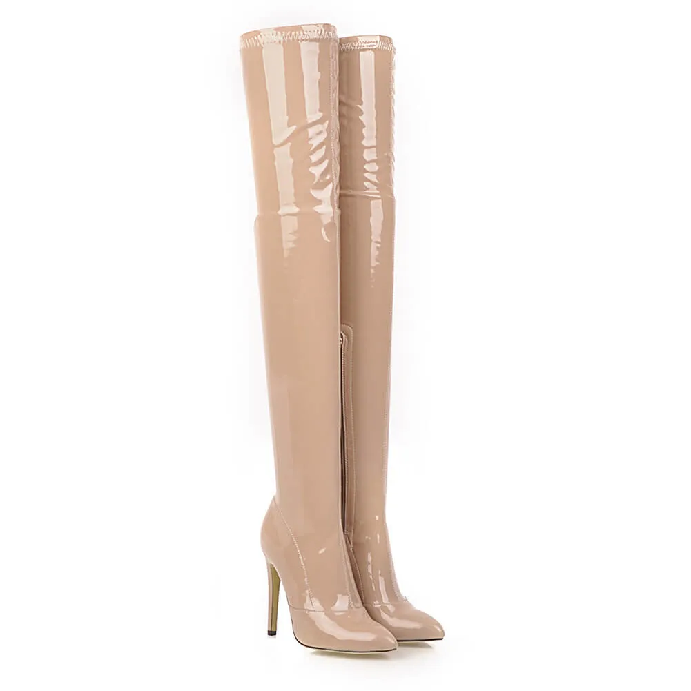 Patent PU Long Slim Stiletto Heeled Boots