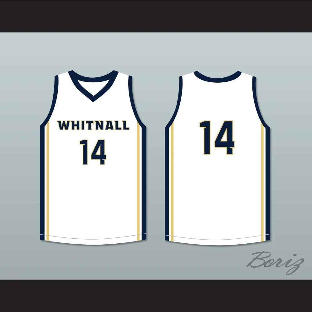 Player 14 Whitnall High School Falcons White Basketball Jersey 2