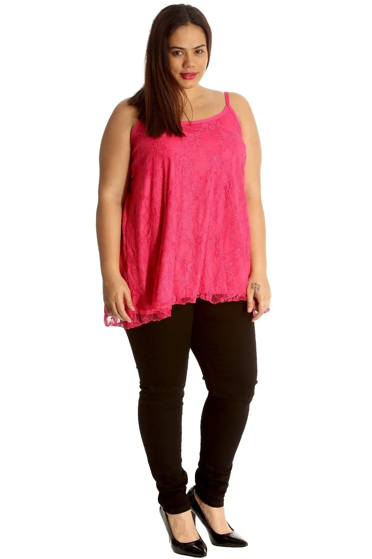 Plus Size Lace Chiffon Sheer Swing Vest