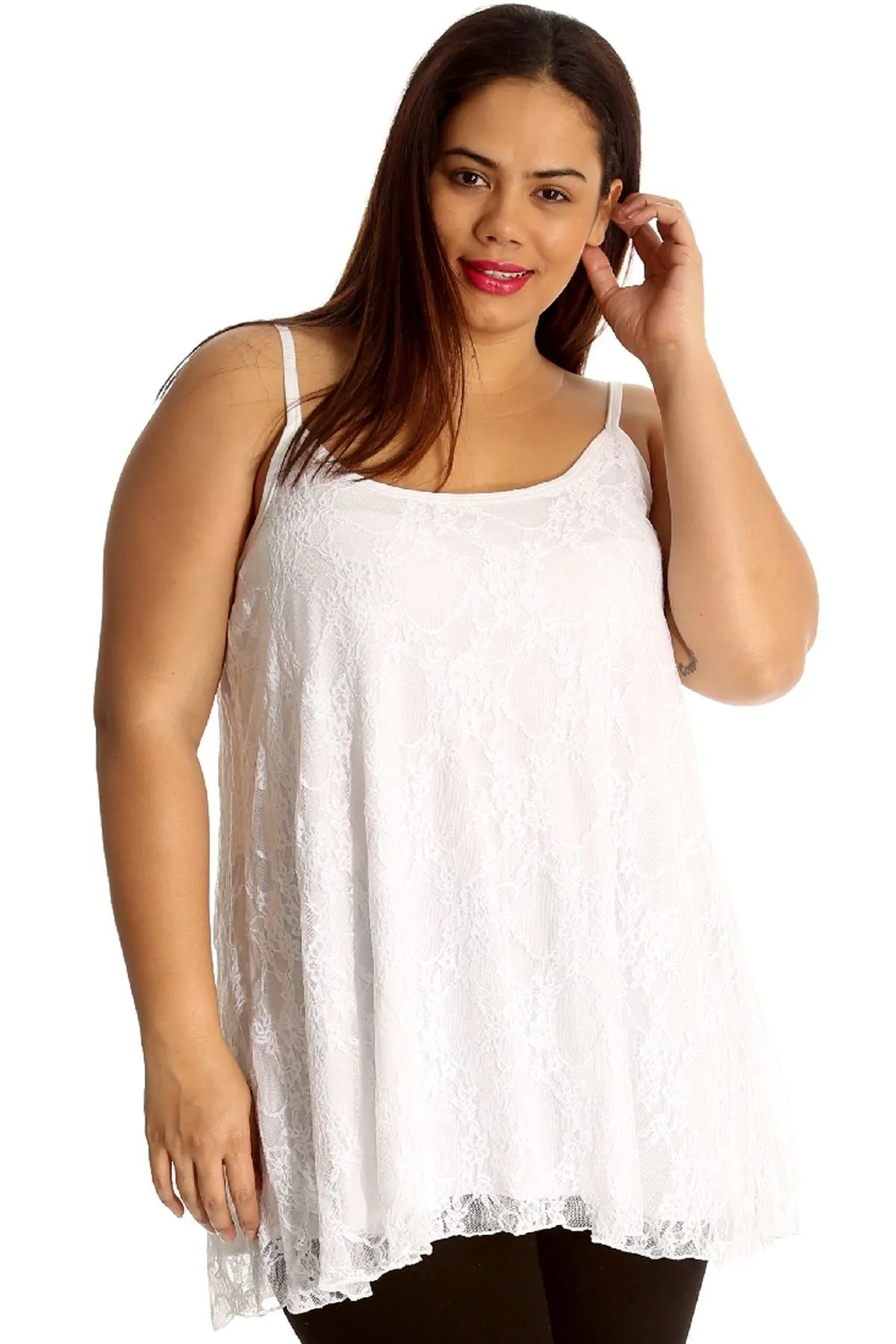 Plus Size Lace Chiffon Sheer Swing Vest