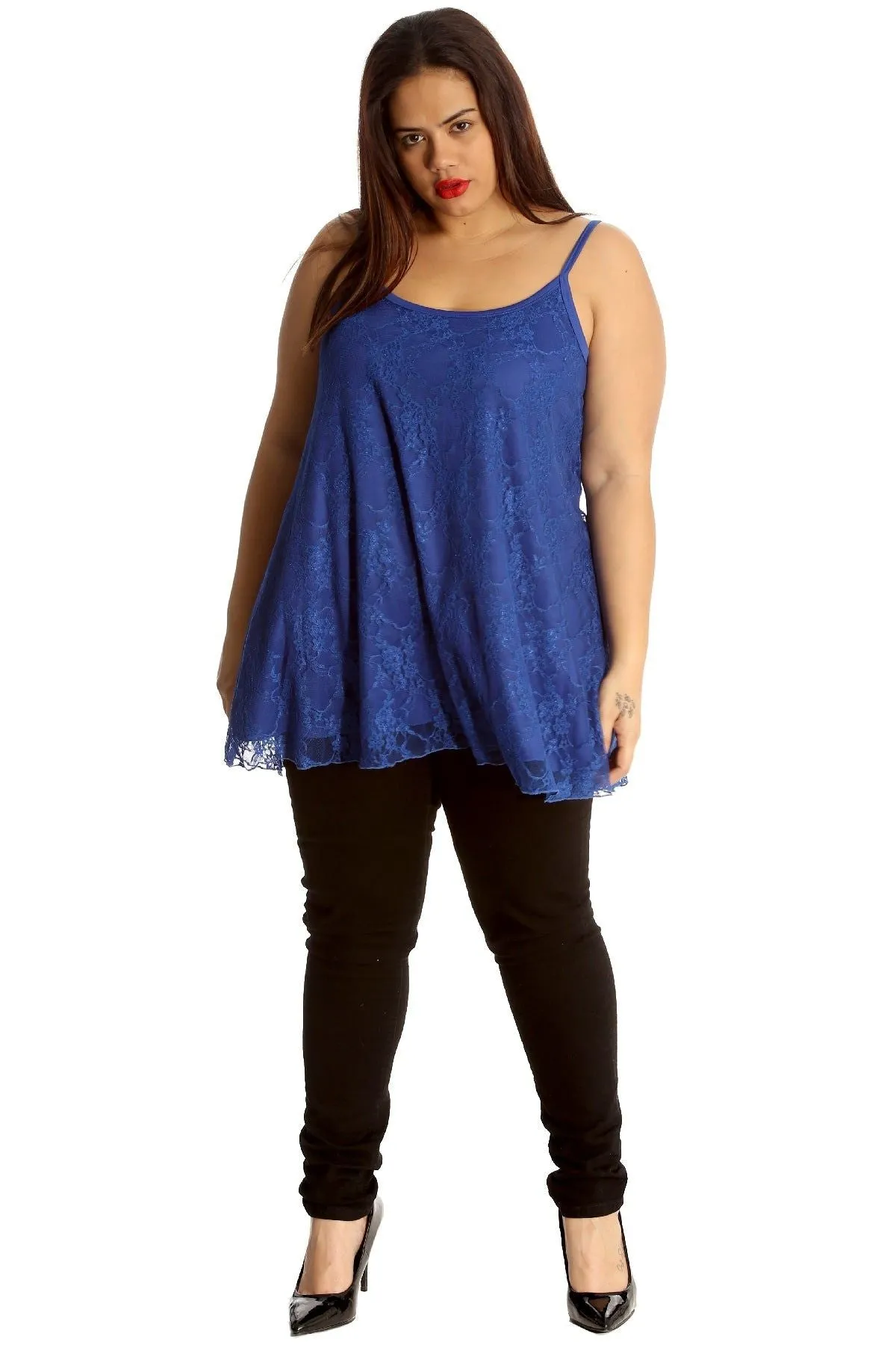 Plus Size Lace Chiffon Sheer Swing Vest