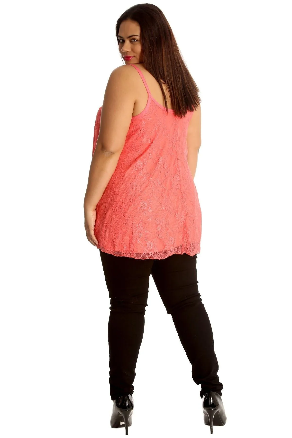 Plus Size Lace Chiffon Sheer Swing Vest