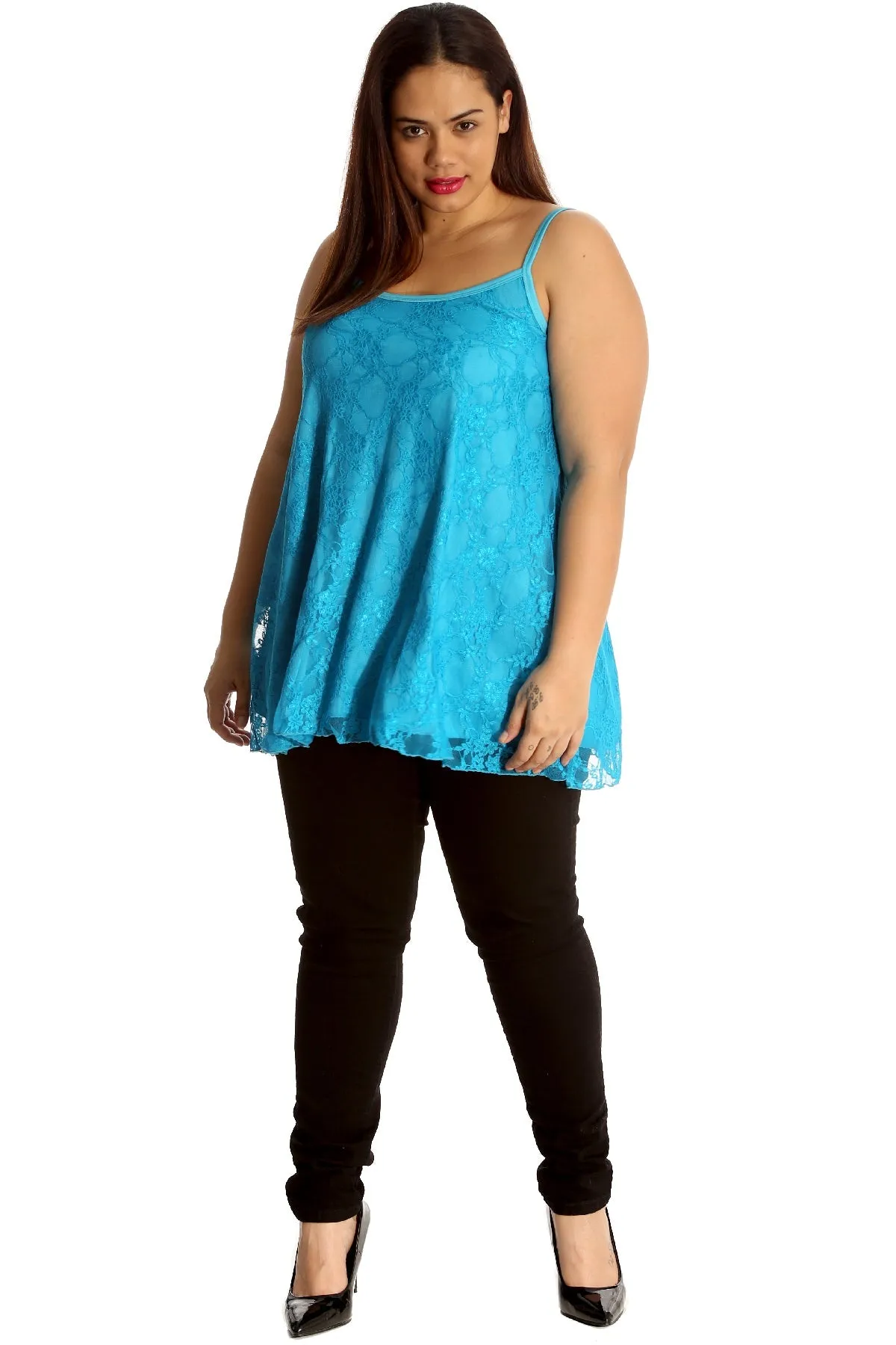 Plus Size Lace Chiffon Sheer Swing Vest
