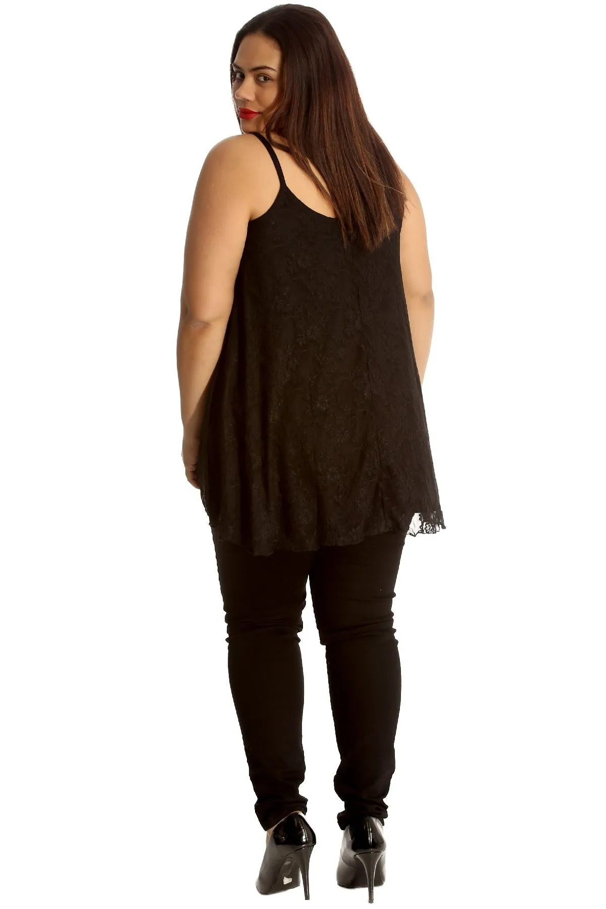 Plus Size Lace Chiffon Sheer Swing Vest