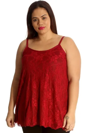 Plus Size Lace Chiffon Sheer Swing Vest