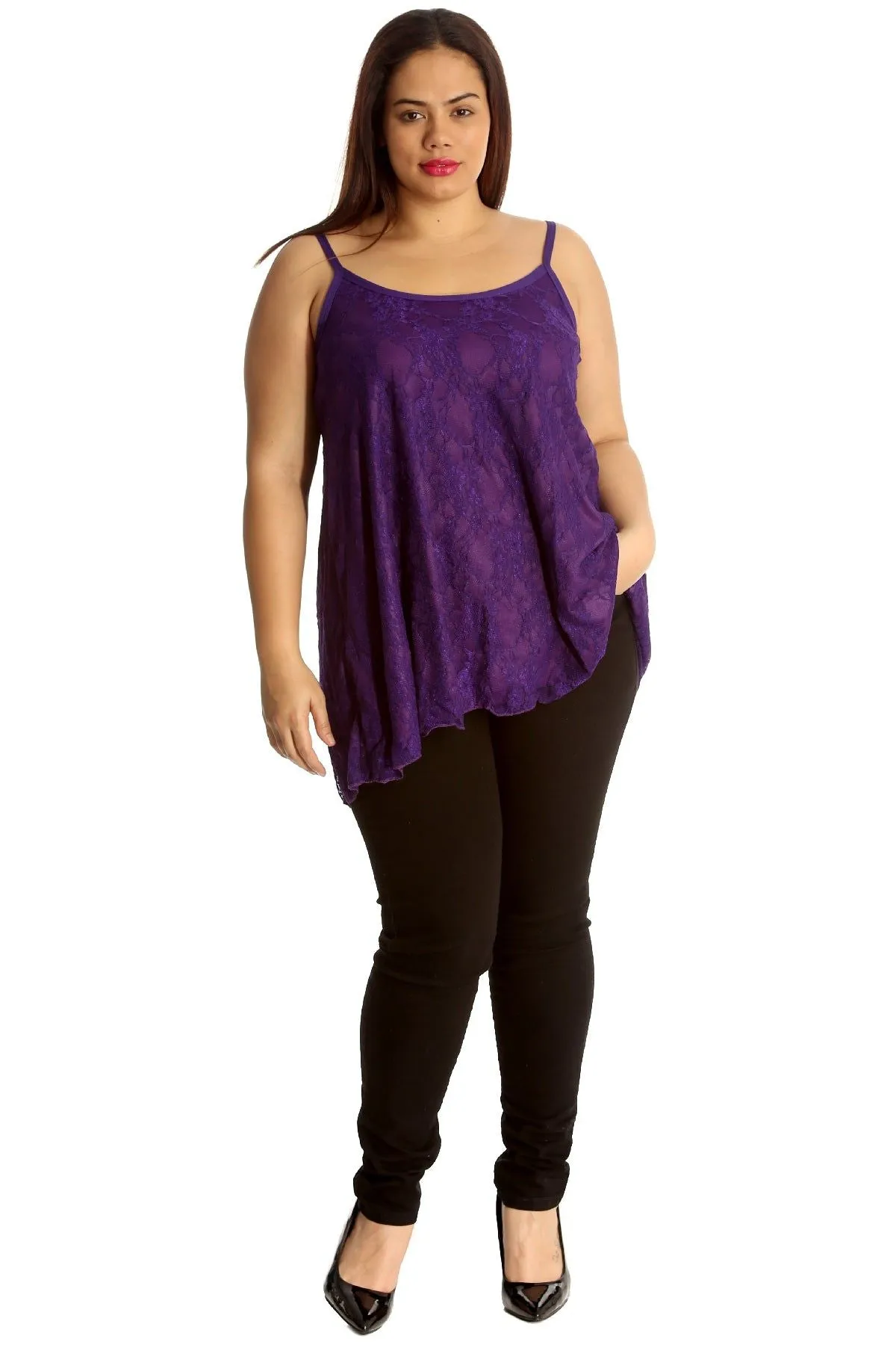 Plus Size Lace Chiffon Sheer Swing Vest