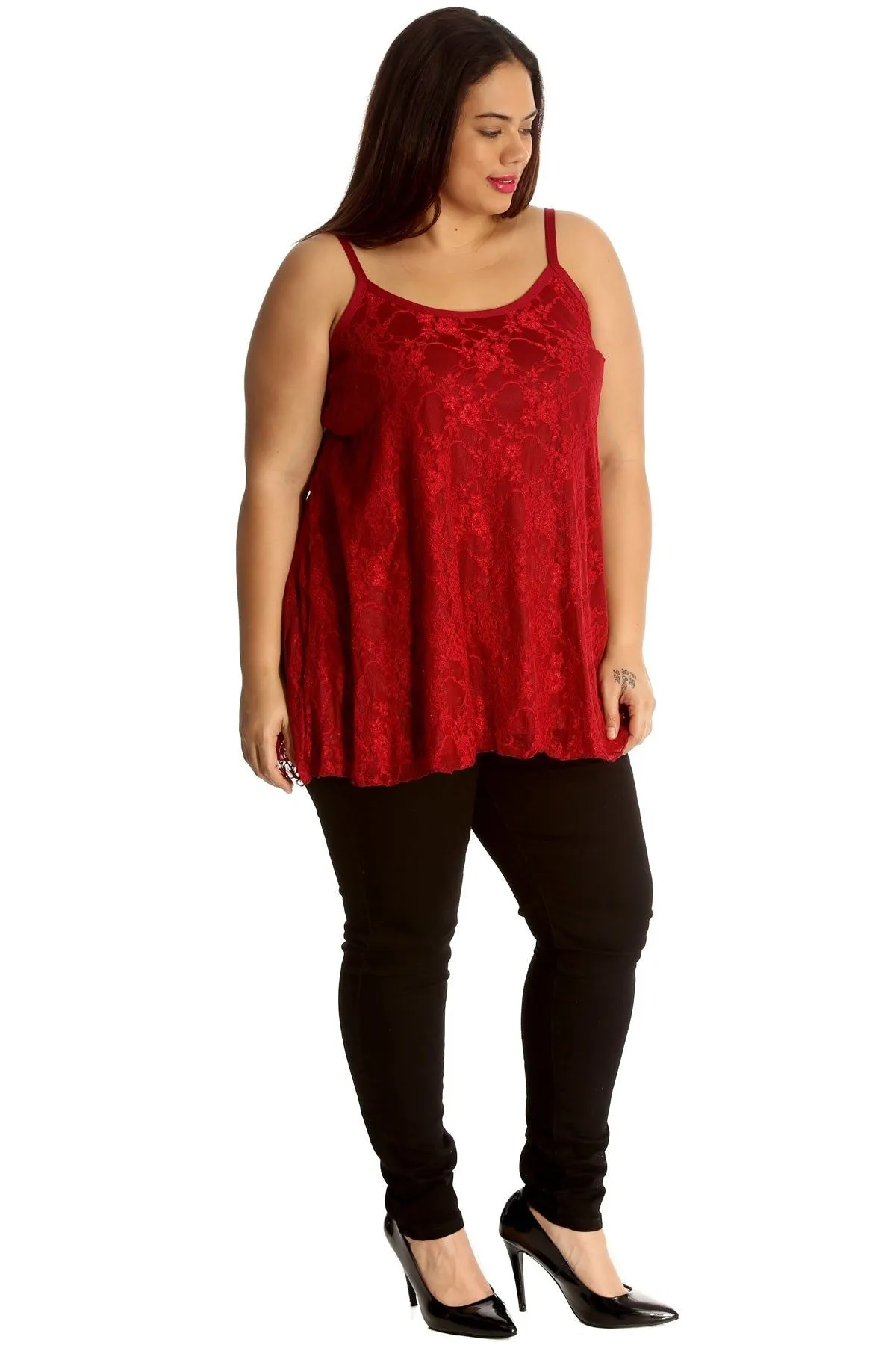 Plus Size Lace Chiffon Sheer Swing Vest
