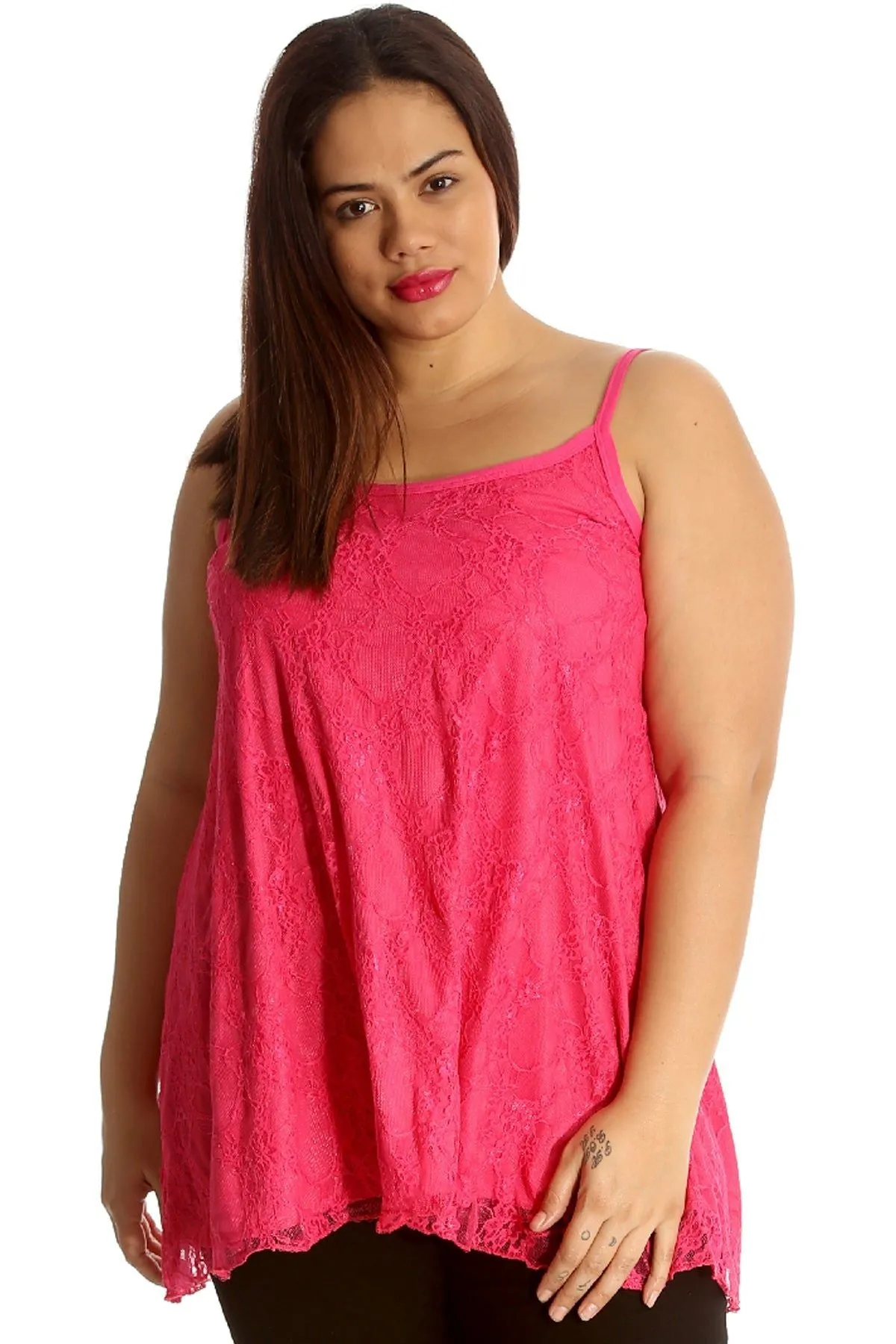 Plus Size Lace Chiffon Sheer Swing Vest