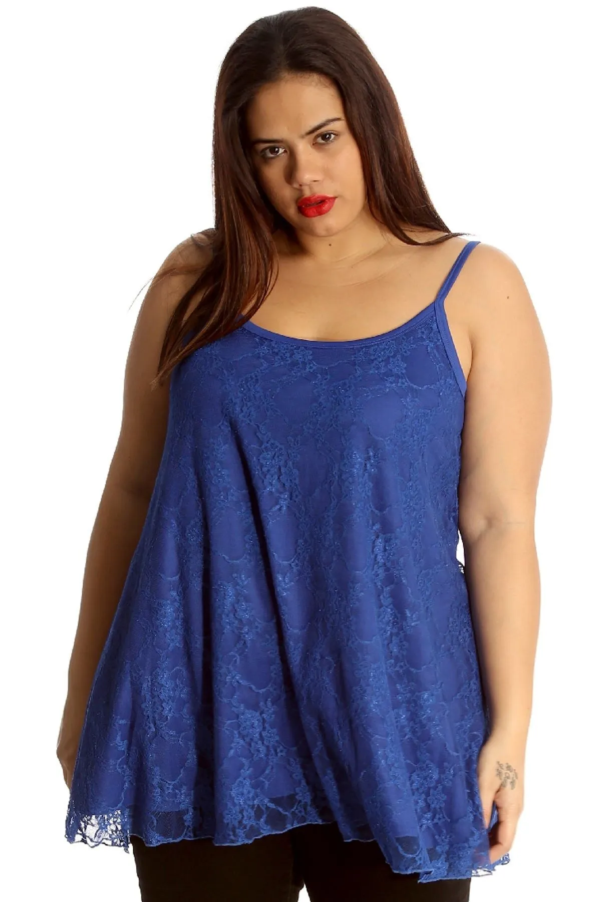 Plus Size Lace Chiffon Sheer Swing Vest