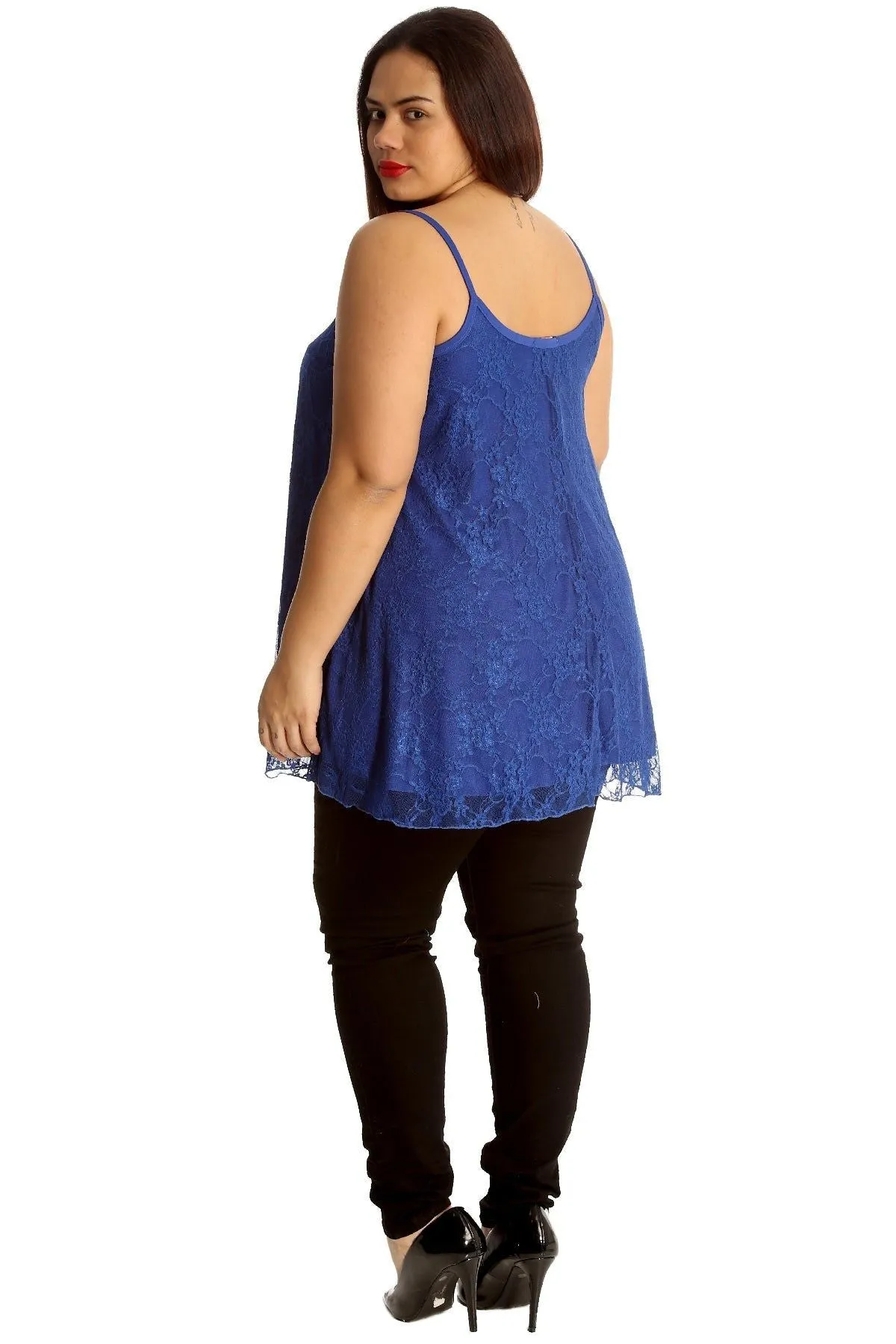 Plus Size Lace Chiffon Sheer Swing Vest