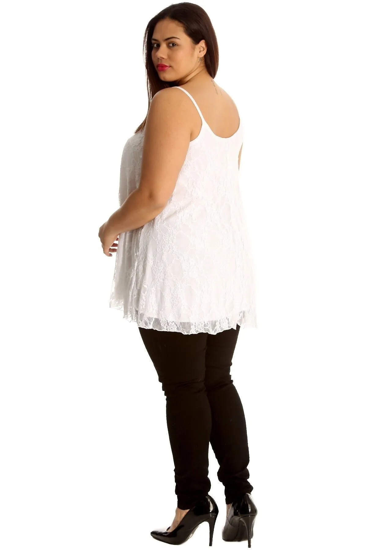 Plus Size Lace Chiffon Sheer Swing Vest
