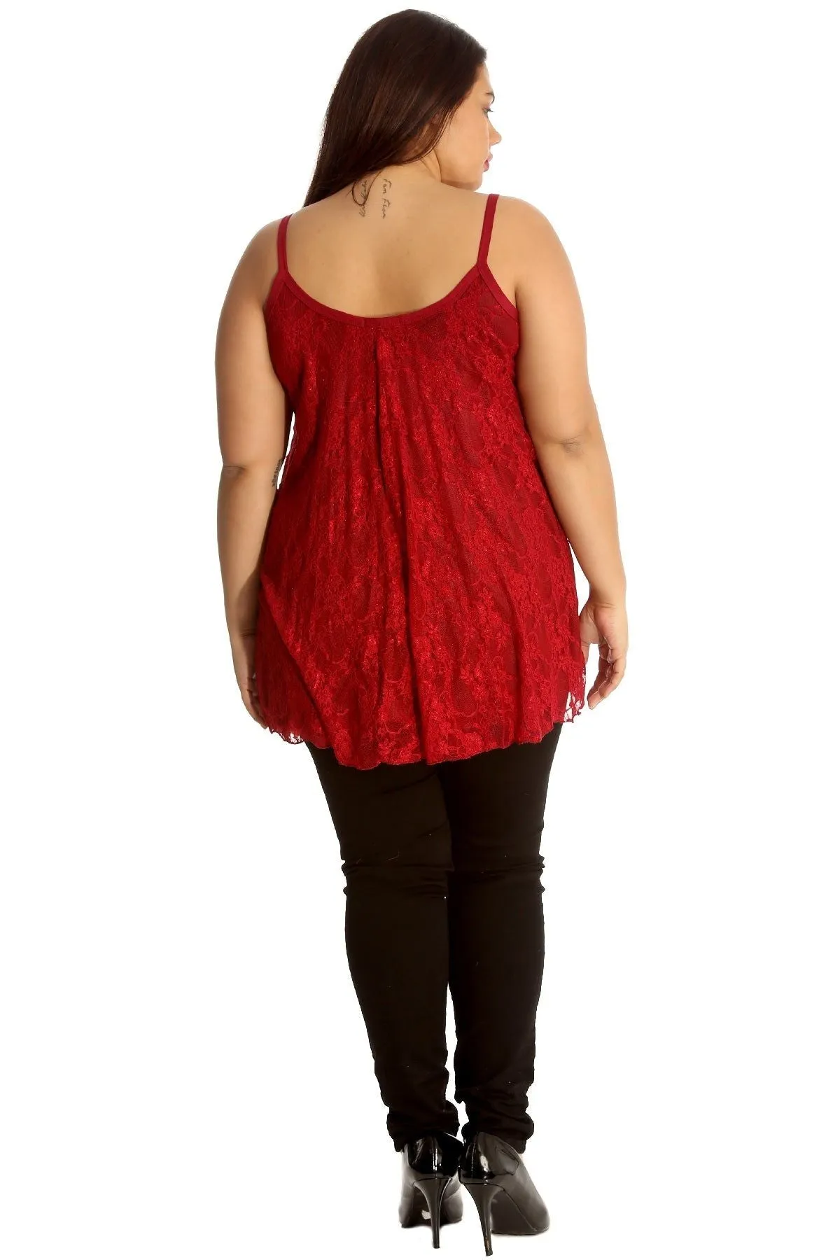 Plus Size Lace Chiffon Sheer Swing Vest