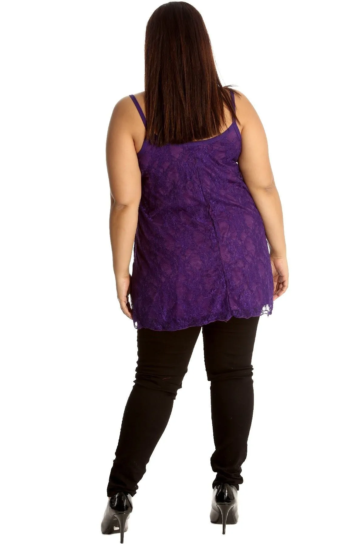 Plus Size Lace Chiffon Sheer Swing Vest