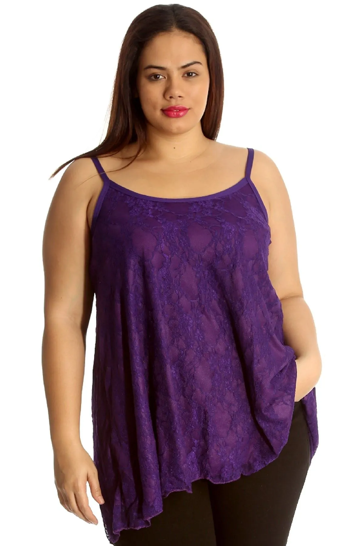 Plus Size Lace Chiffon Sheer Swing Vest