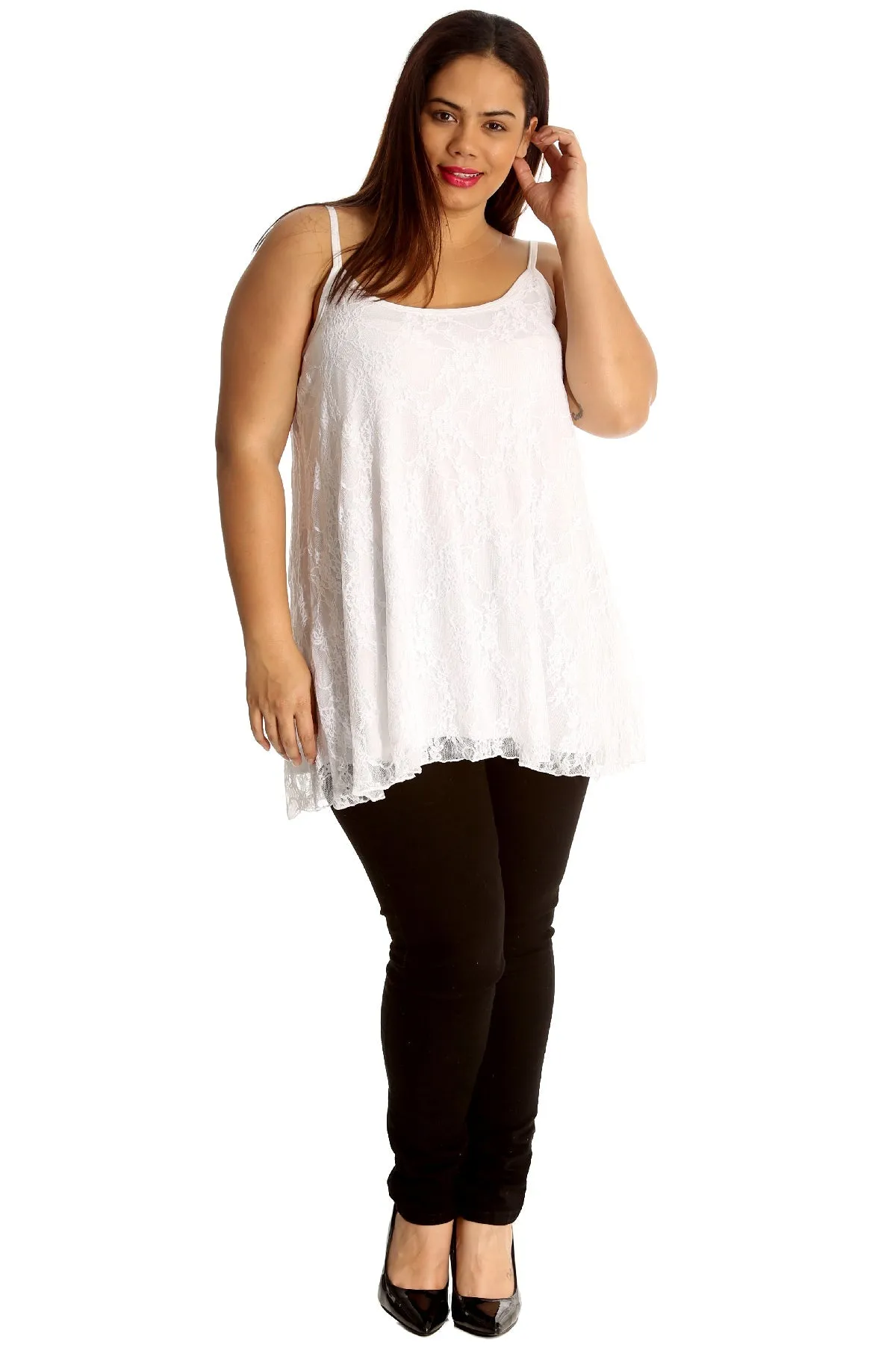 Plus Size Lace Chiffon Sheer Swing Vest