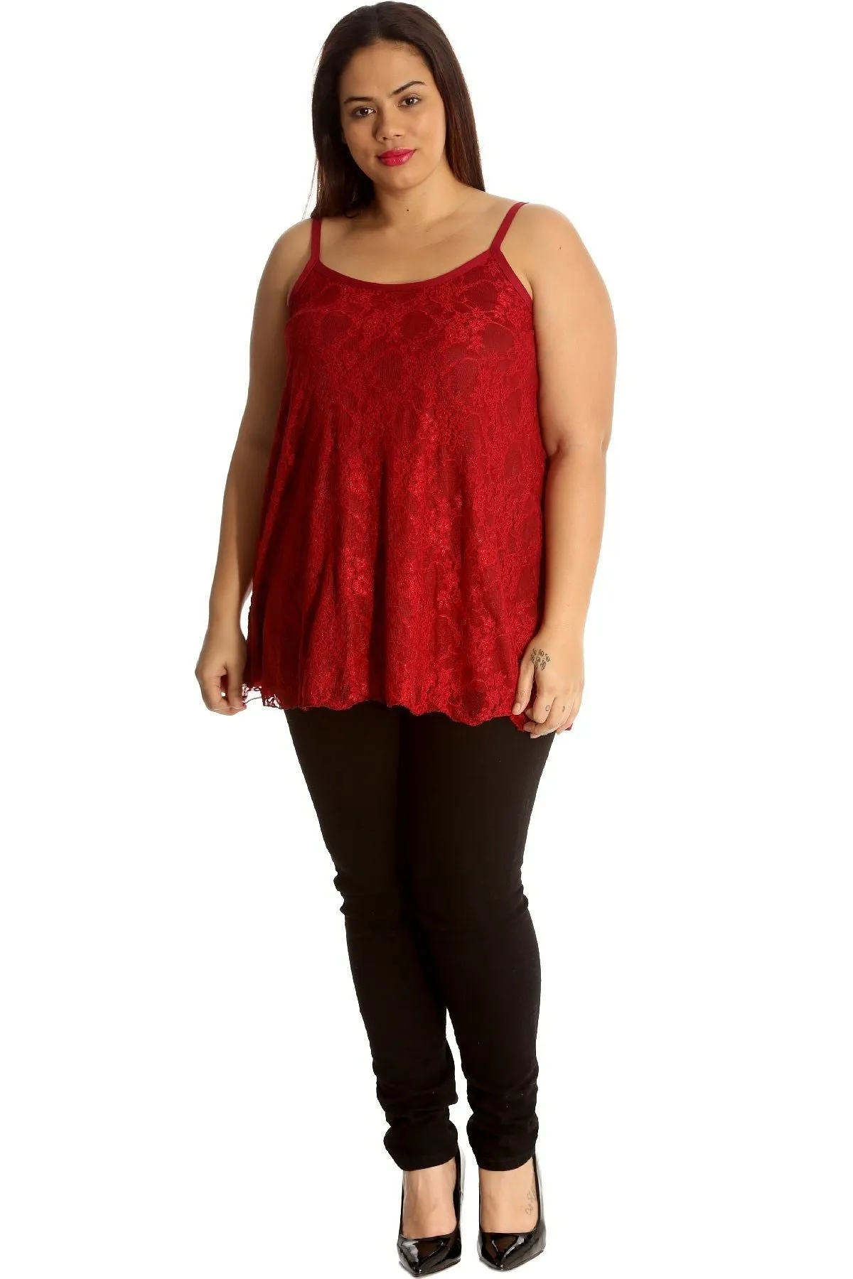Plus Size Lace Chiffon Sheer Swing Vest