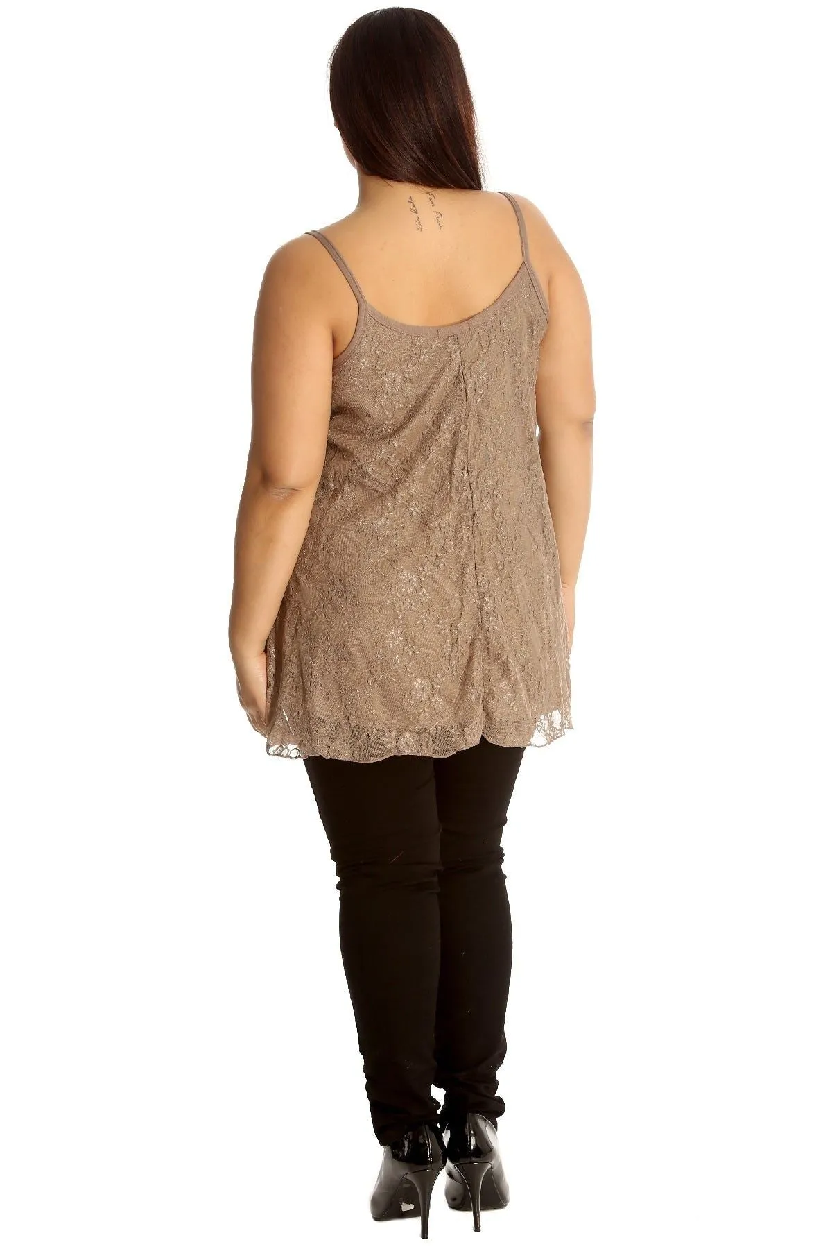 Plus Size Lace Chiffon Sheer Swing Vest