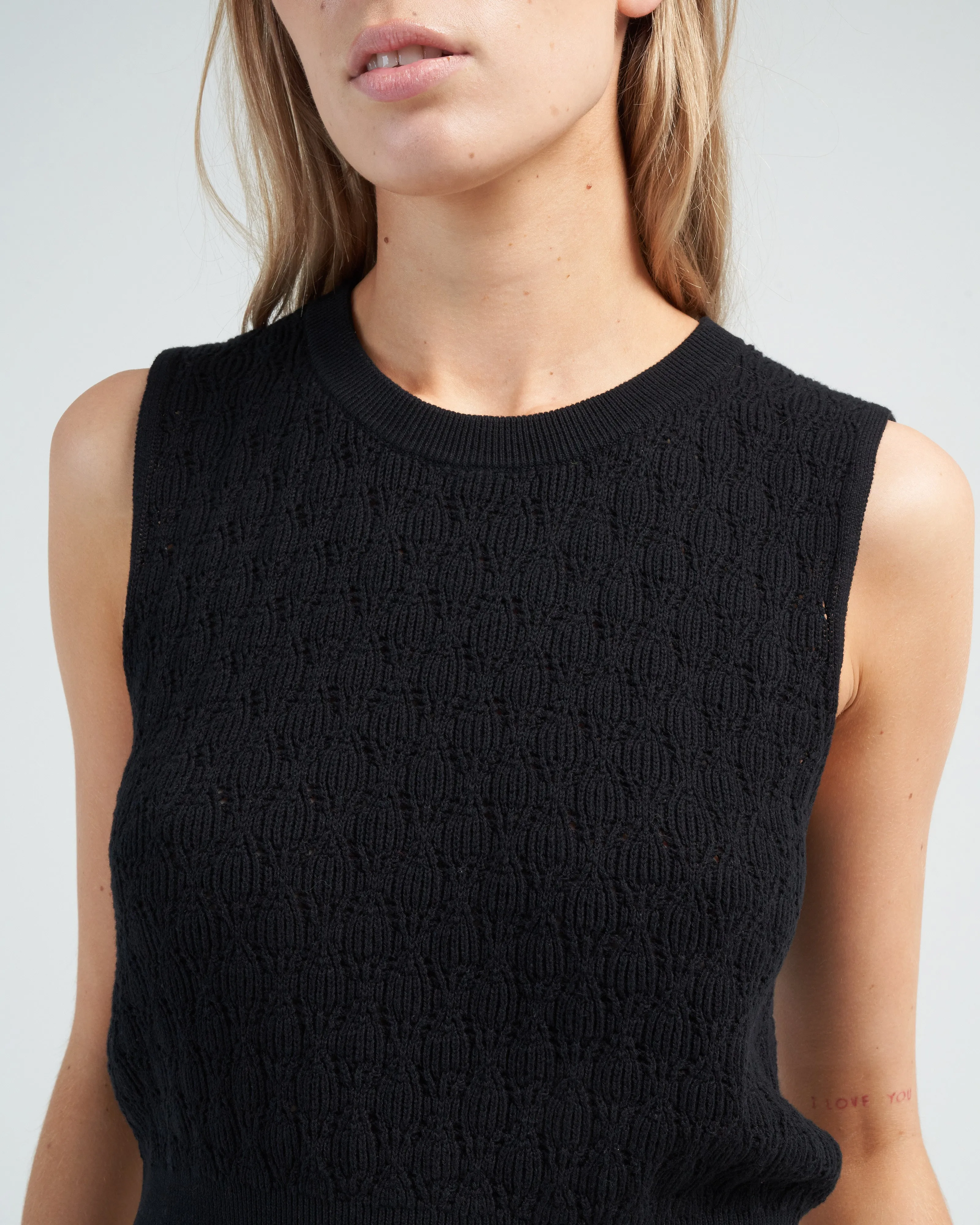 pointelle mini top - black