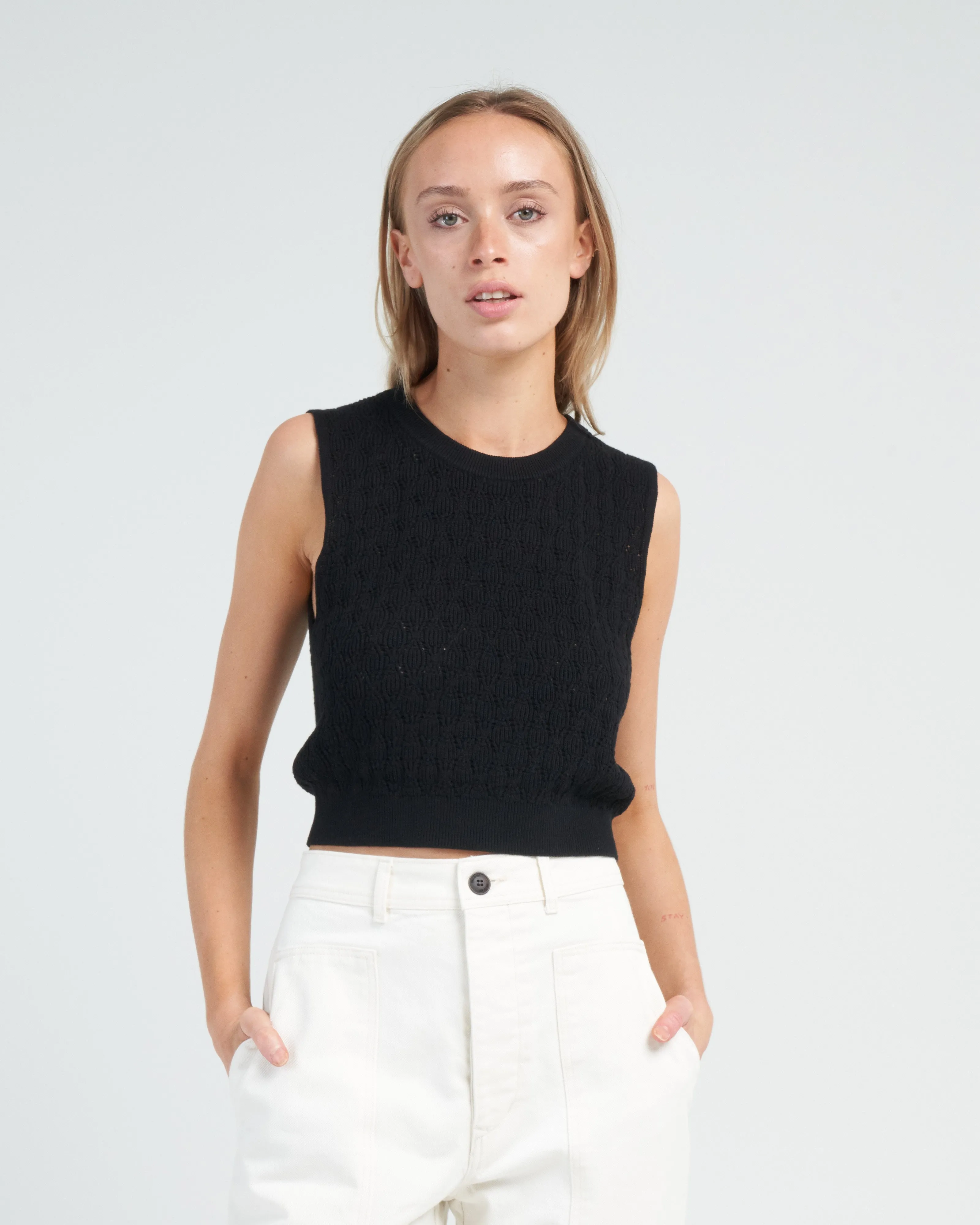 pointelle mini top - black
