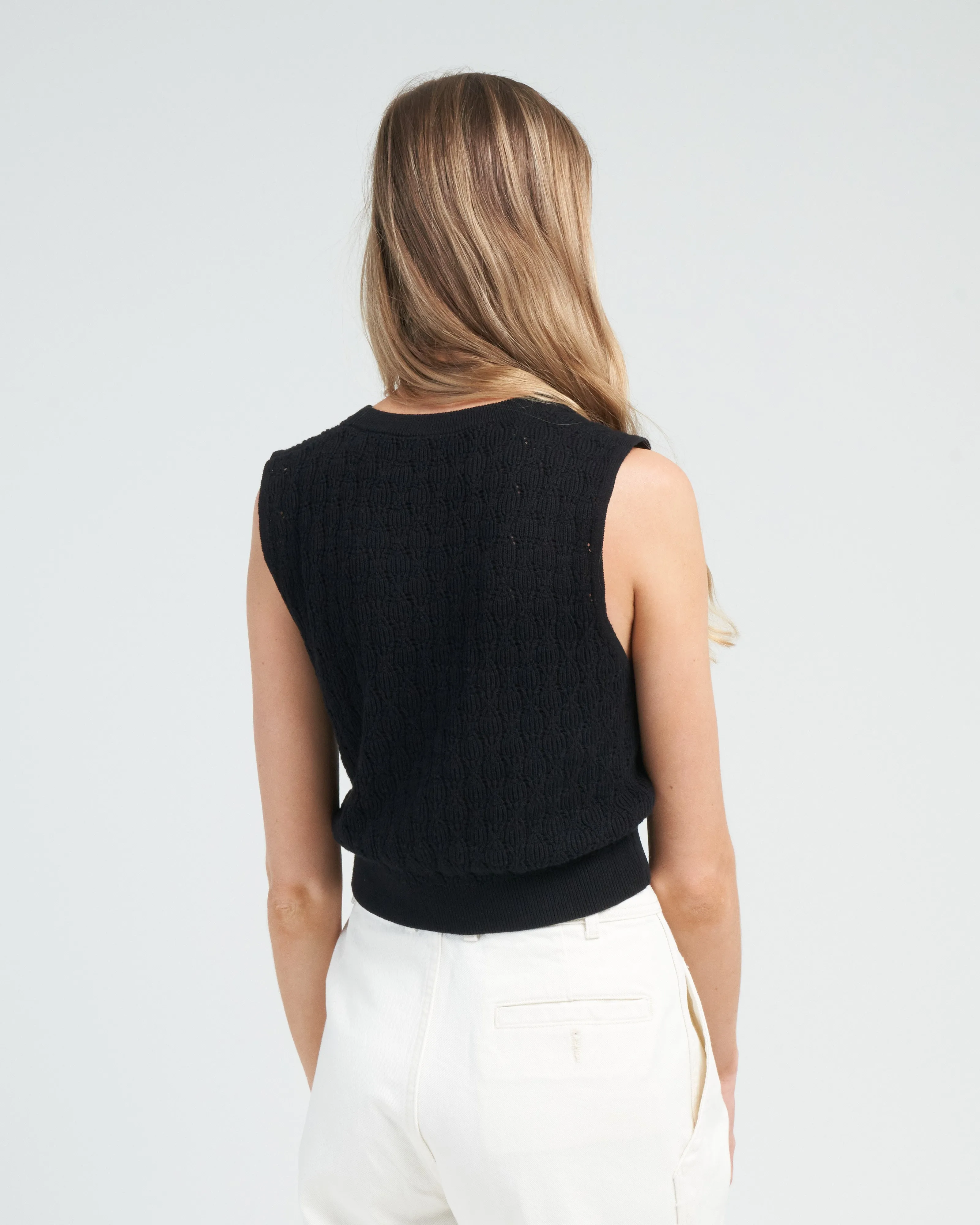 pointelle mini top - black