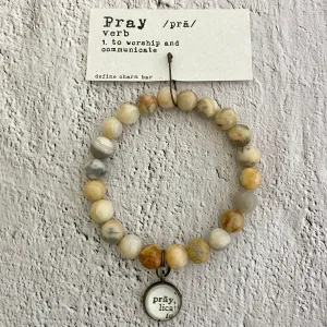 Pray Word Charm Beaded Bracelet