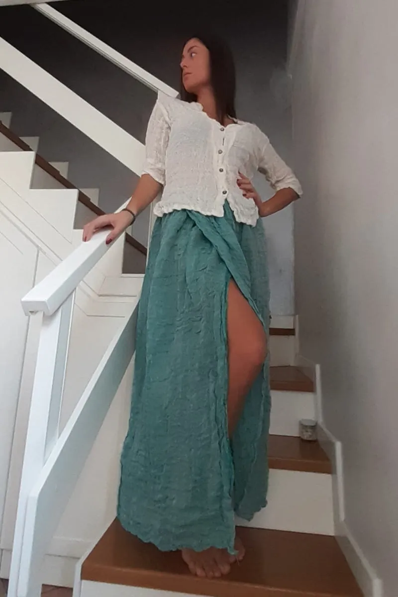 Pure Linen Positano Long Wrap Skirt available in multiple colors