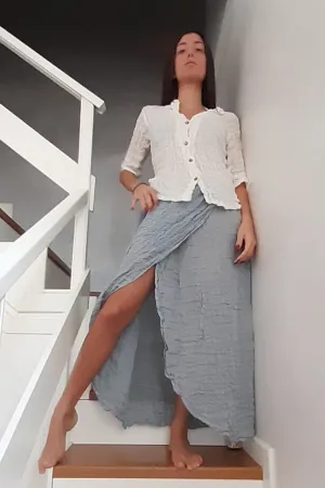 Pure Linen Positano Long Wrap Skirt available in multiple colors