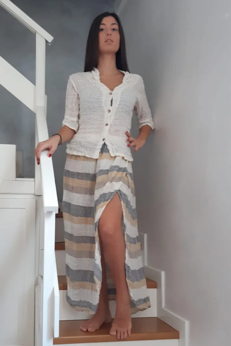 Pure Linen Positano Long Wrap Skirt available in multiple colors
