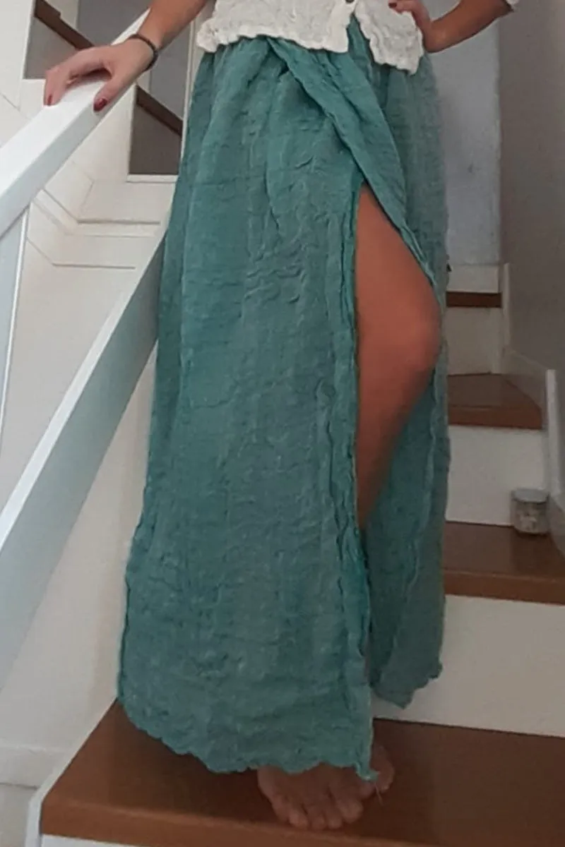 Pure Linen Positano Long Wrap Skirt available in multiple colors