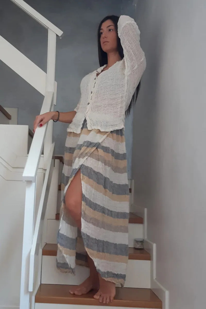 Pure Linen Positano Long Wrap Skirt available in multiple colors